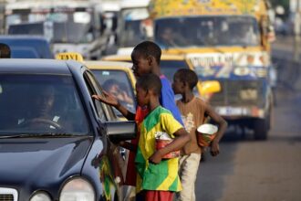 Sad depiction of less privileged kids begging on the bridge